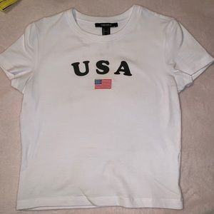 FOREVER21 BRAND NEW U.S.A CROP TOP SHIRT